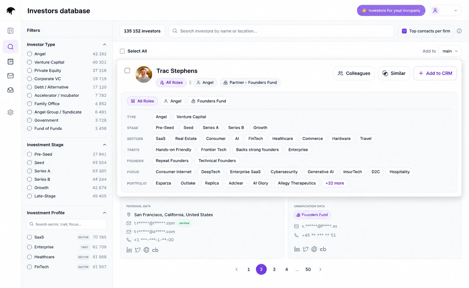 Investor database